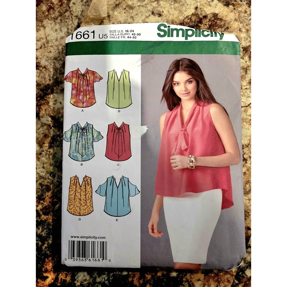 Simplicity 1661 Misses' summer top, blouse pattern, 16, 18, 20, 22, 24, uncut
